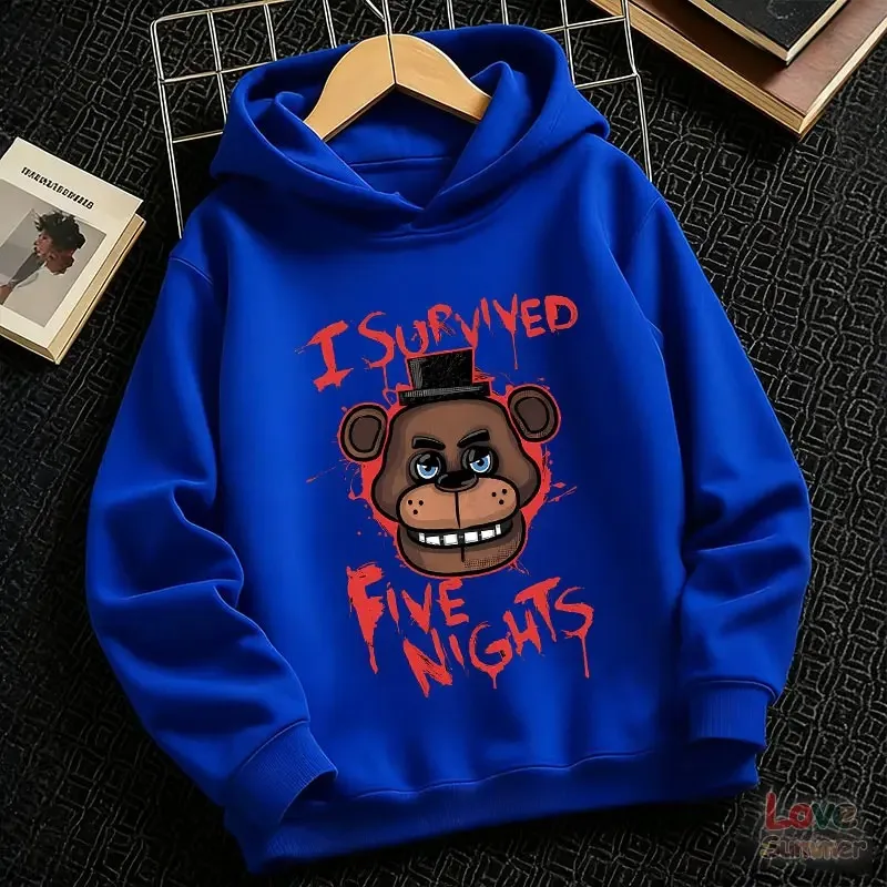 FNAF Freddy Bear Grafik-Kapuzenpullover – Gruseliges Blutstropfen-Design mit Zylinderhut, perfektes Geschenk für Gamer und Halloween – Detail 3
