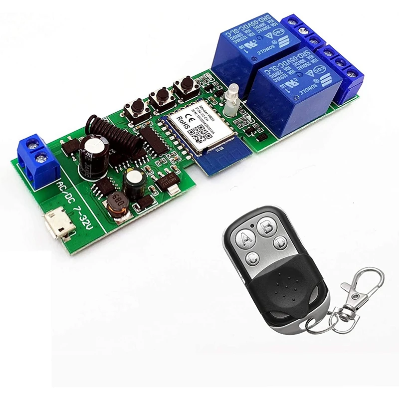 Wifi Wireless Relay Module 2 Channels Remote Switch AC220V Inching/Self-Locking Switch Alexa Relay DIY For Garage Door