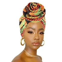 Turban Africain à Grande Fleur pour Femme, Doublure en Satin, Motif Africain Imprimé, Sauna, Enveloppe la Tête, Ankara