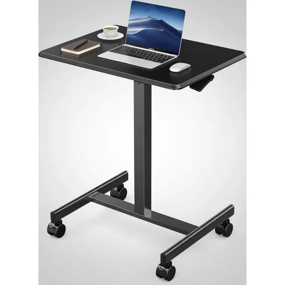 

Portable Standing Desk Mobile Adjustable Height Rolling Laptop Table Workstation for Home Office