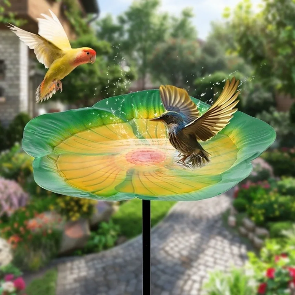 Flower Shape Bee Butterfly Watering Station Garden Stake Ornamental Horticulture Garden Birdbath Patchwork Bird Bath Lawn