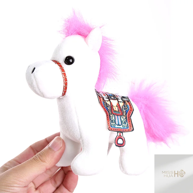 Enjoyable 10CM Mini Horse Plush Toy Keychain, Unique Stuffed Doll, Children's Bag Decor, Charming Zodiac Horse Gift.