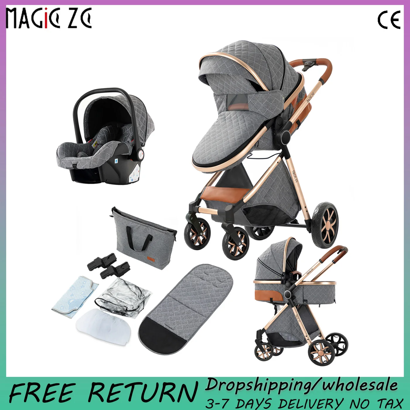 

baby stroller free shipping Baby carriage 3 in 1 baby pram light carts stroller for luxury baby folding car jogging stroller