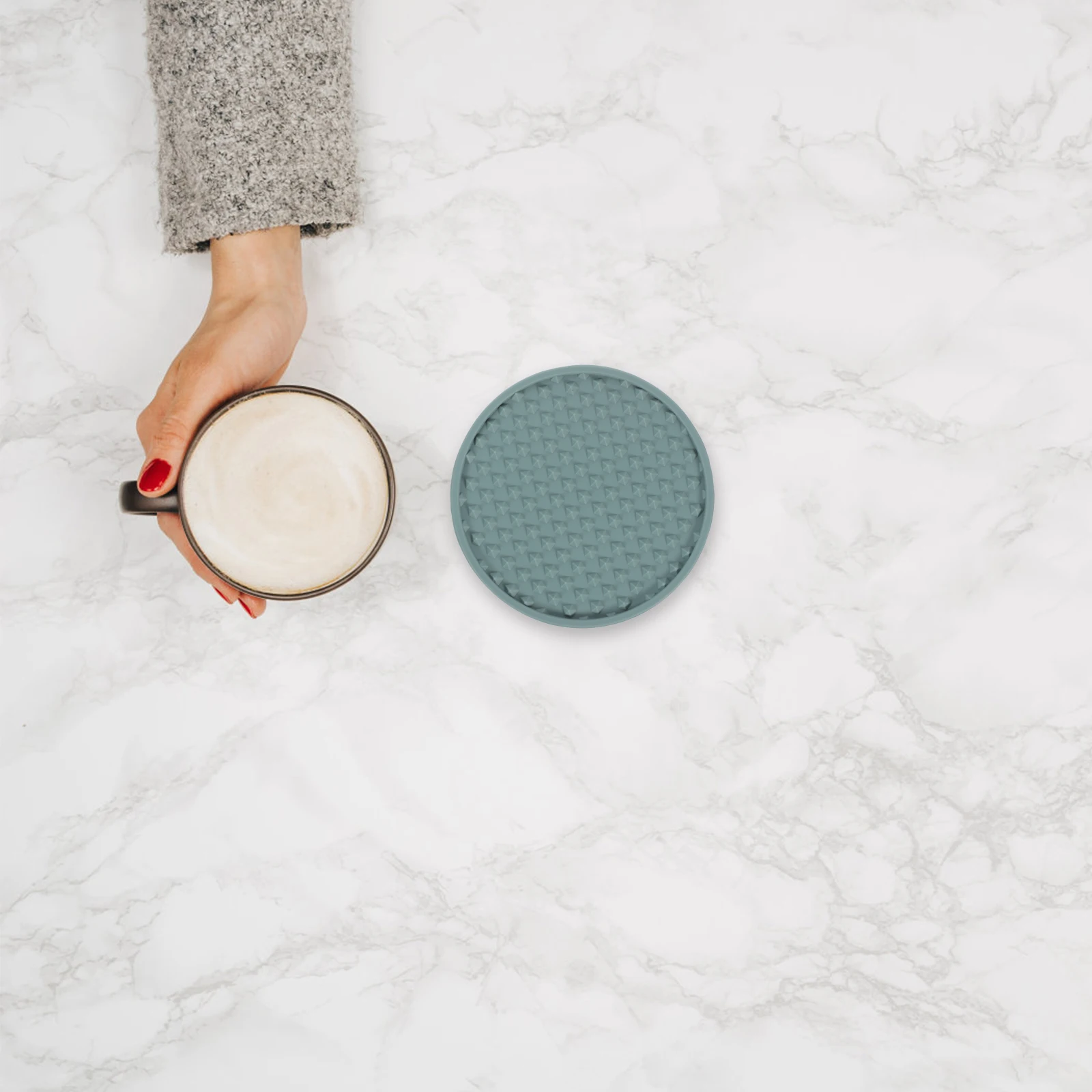 

1 set Silicone Drink Coaster Non slip Anti skid Cup Mats Thick Round Heat resistant Tumbler Pads Gray Blue Desk Home Kitchen