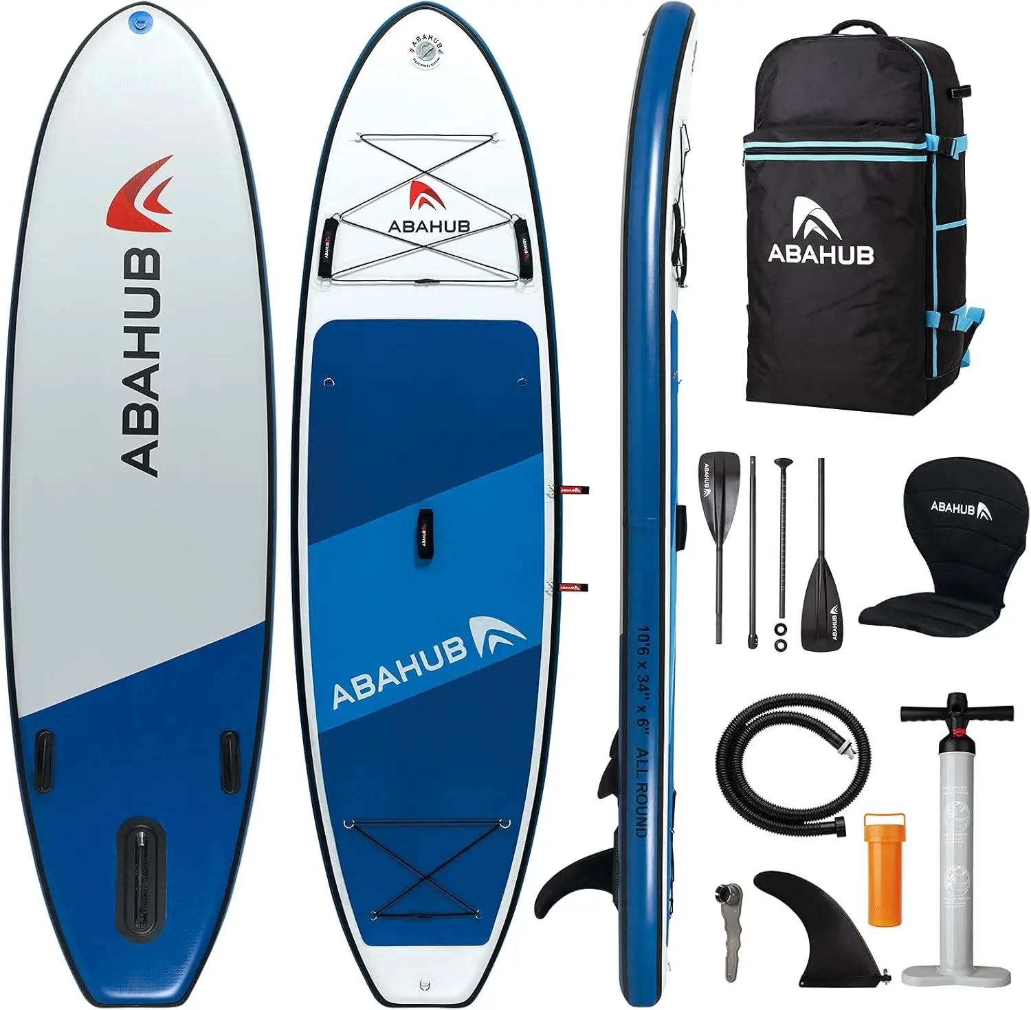 Inflatable SUP, Wide 10'6" x 31"/34" x 10'6", Blue Standup Paddleboard with Adjustable SUP Kayak Paddle, for Yoga,