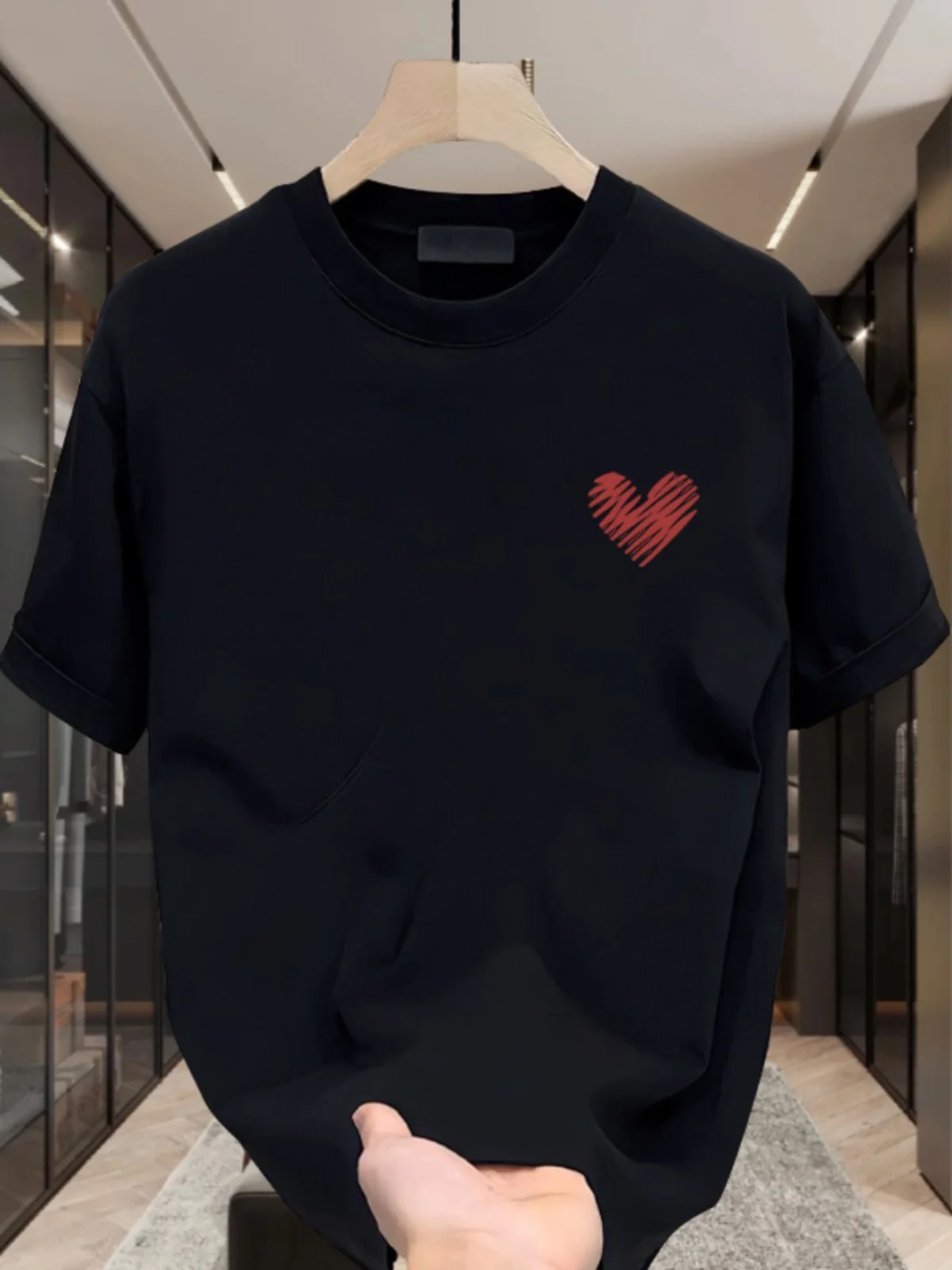 

Летняя мужская футболка из плотного хлопка с коротким рукавом, модная брендовая модель, приталенный крой, с принтом, повседневная, стильная, с защитой от солнца