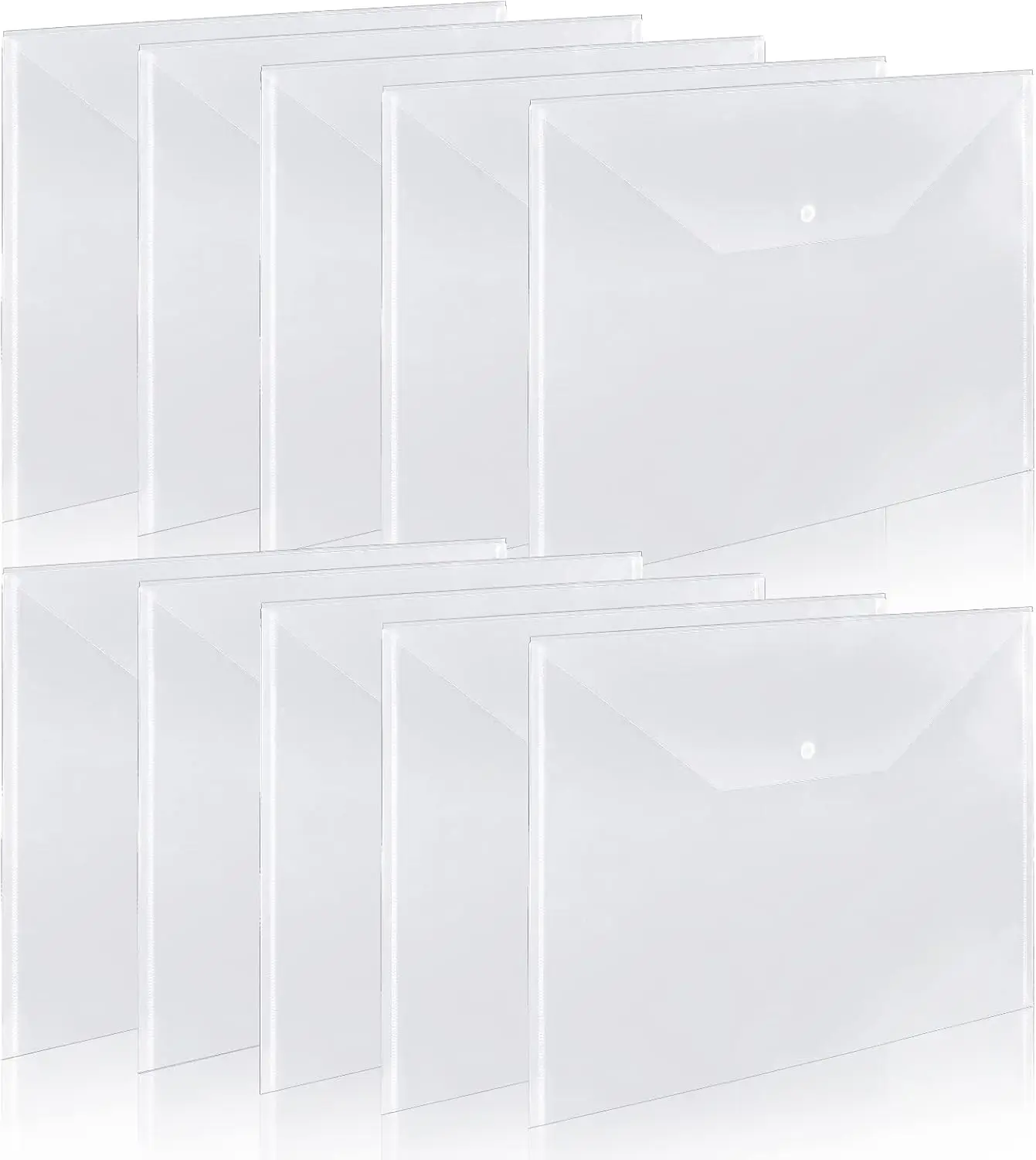 

10 шт., органайзеры для документов размером 11x17 дюймов с застежкой-кнопкой, прозрачная папка для файлов с застежкой-кнопкой, большие размеры