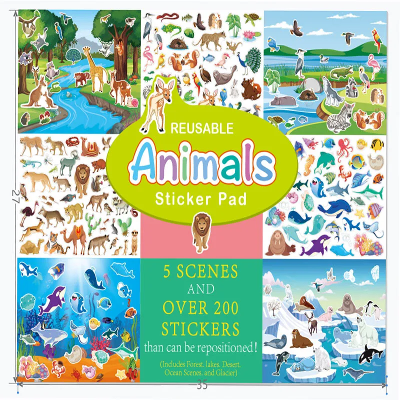 Over 200Pcs Children Scenes Stickers Reusable DIY Puzzle Montessori Material Busy Book Education Learning Toys For Kids Gifts