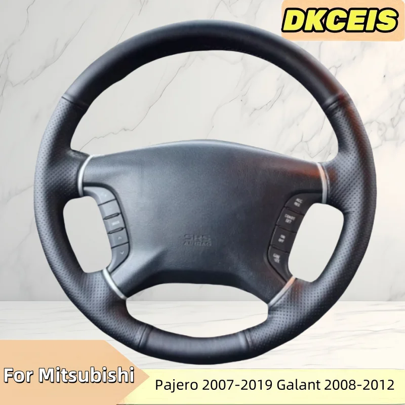 

Car Steering Wheel Cover Genuine Leather Black For Mitsubishi Pajero 2007-2019 Galant Zinger Cross Steering Wheel Braiding Cover
