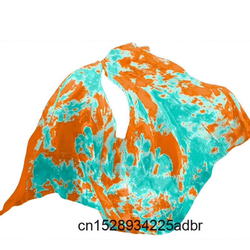 100% véus de seda real dança do ventre tie-dye cor véu feminino seda preço de atacado tamanho & cor pode ser personalizado cachecol véus de seda