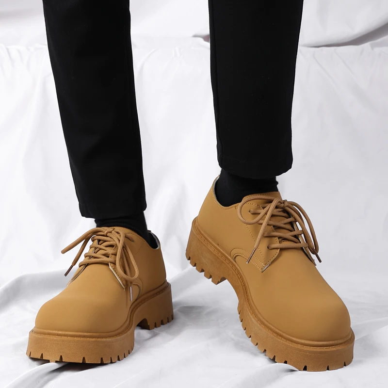 

Винтажные мужские ботинки с низким берцем, осенние новые удобные кожаные туфли на платформе, оригинальные классические дизайнерские мужские повседневные туфли дерби Zapatos