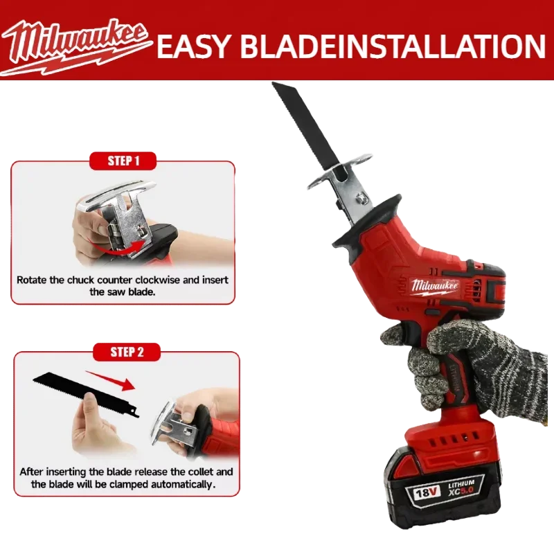 ميلووكي منشار قطع كهربائي لاسلكي منشار ترددي كهربائي سرعة قطع أدوات كهربائية أداة قطع الأنابيب المعدنية الخشبية