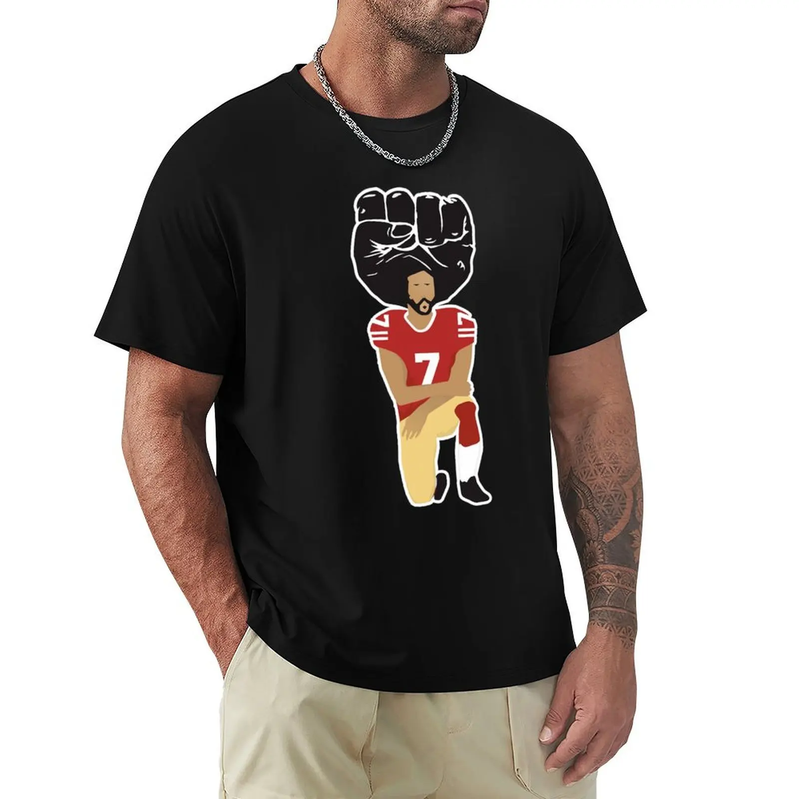 Colin Kaepernick Kneeling T-Shirt shirts graphic tees man t shirt plus size clothes Aesthetic clothing men graphic tees