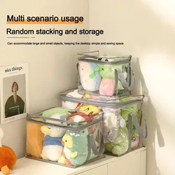 Multifunctional Toy Storage Box Transparent Doll Storage Bags with Handle PVC Waterproof Large Capacity Doll Display Box