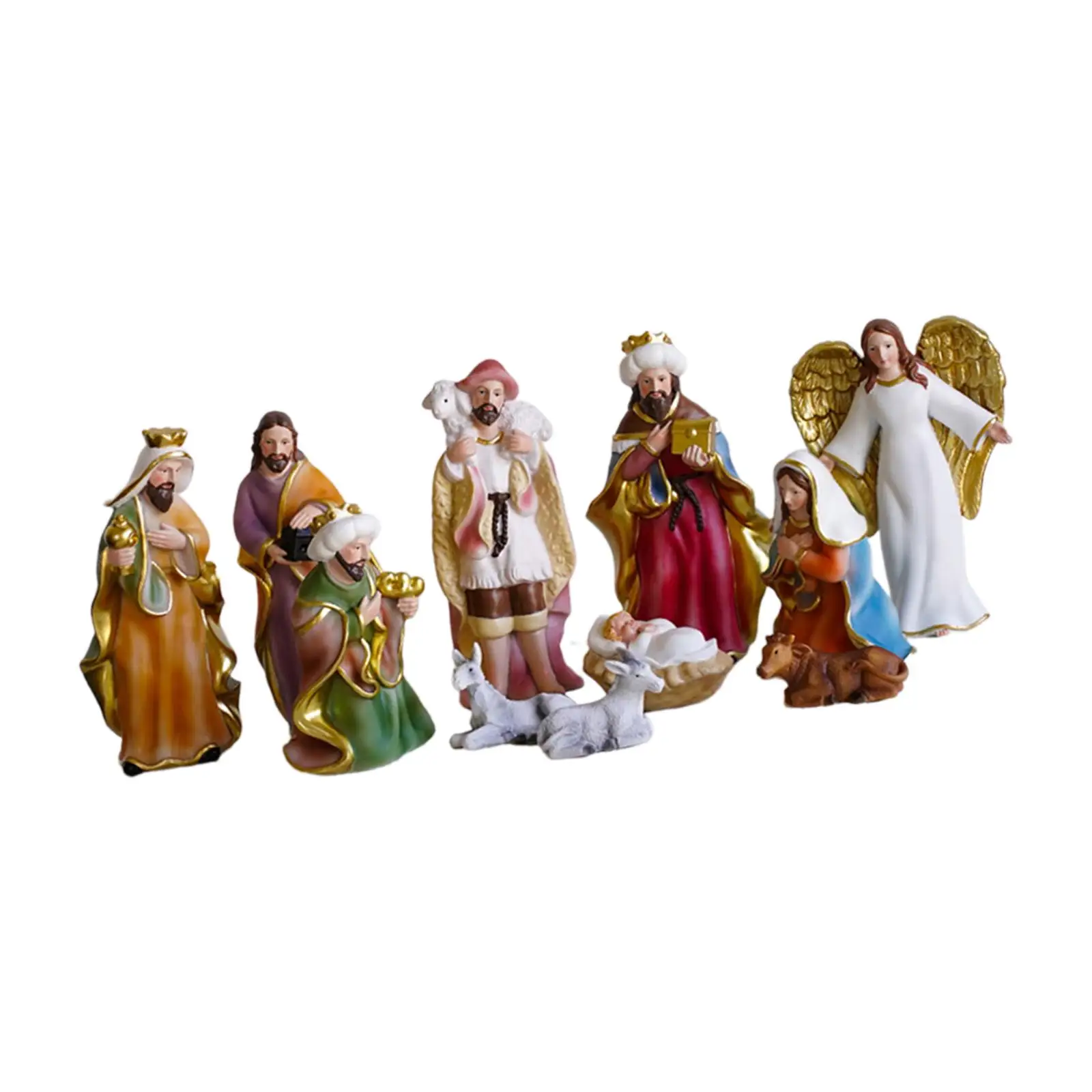 11Pcs Nativity Figurine Worship Ornament Decor Holy Family Manger Set Birth of Jesus Statue Set for Office Tabletop Shelf view 2