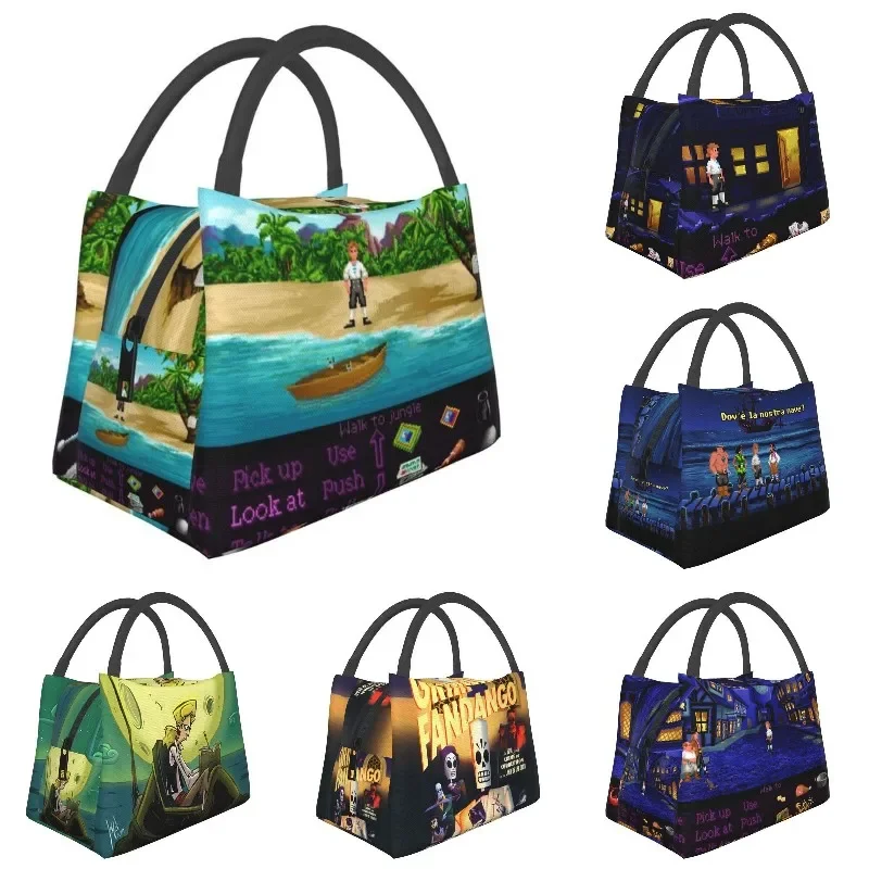 Finally On Monkey Island Insulated Lunch Bag for Work Office Adventure Action Game Leakproof Thermal Cooler  Box Women