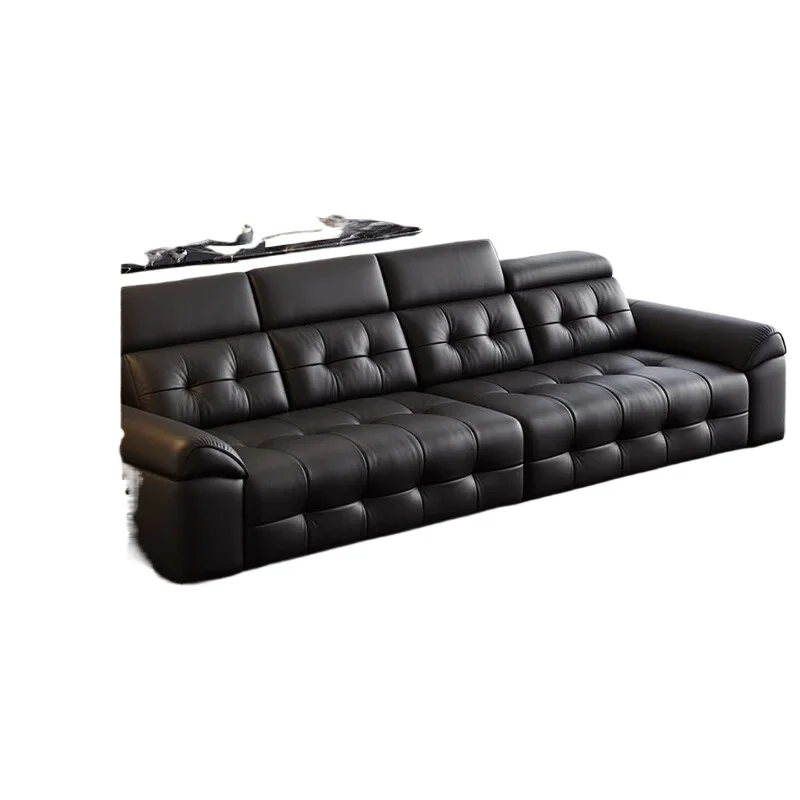 Italian minimalist Lawrence leather art sofa, living room home first-layer cowhide high-end straight-row sofa