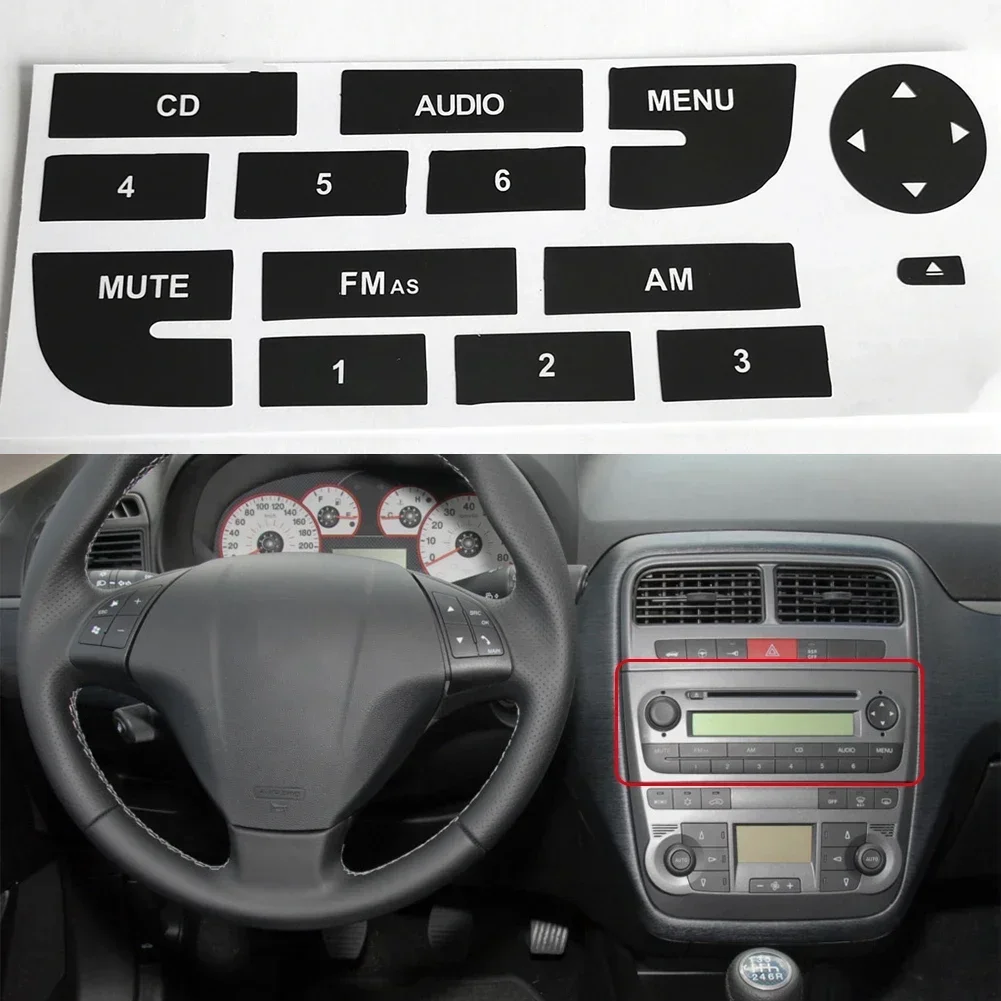 

Car Front Radio Button Repair CD Decals Stickers Replacement Fits For Fiat Grand Punto Auto Automobiles Stickers Accessories