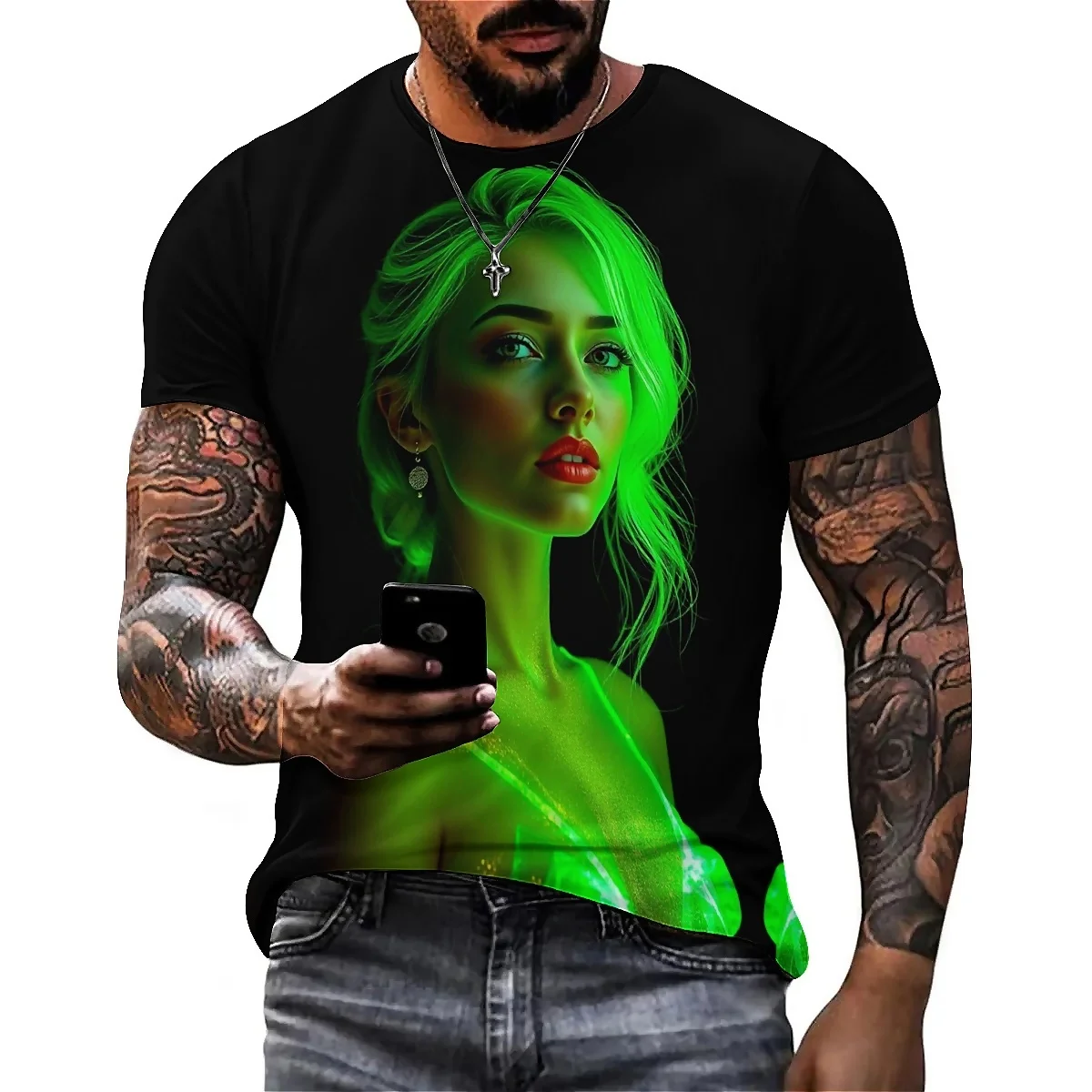 Men's New Personalized Colorful Visual 3D Printed Short-Sleeve T-Shirt - 3D Tee, Couple Outfit