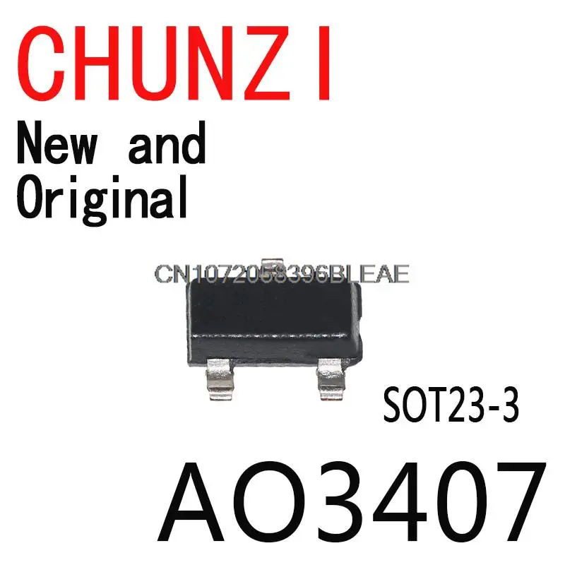 50PCS New and Original 3407 SOT23-3 MOSFET A79T MOSFT P-Ch -30V -3.6A 64mOhm MOS Field Effect Transistor AO3407