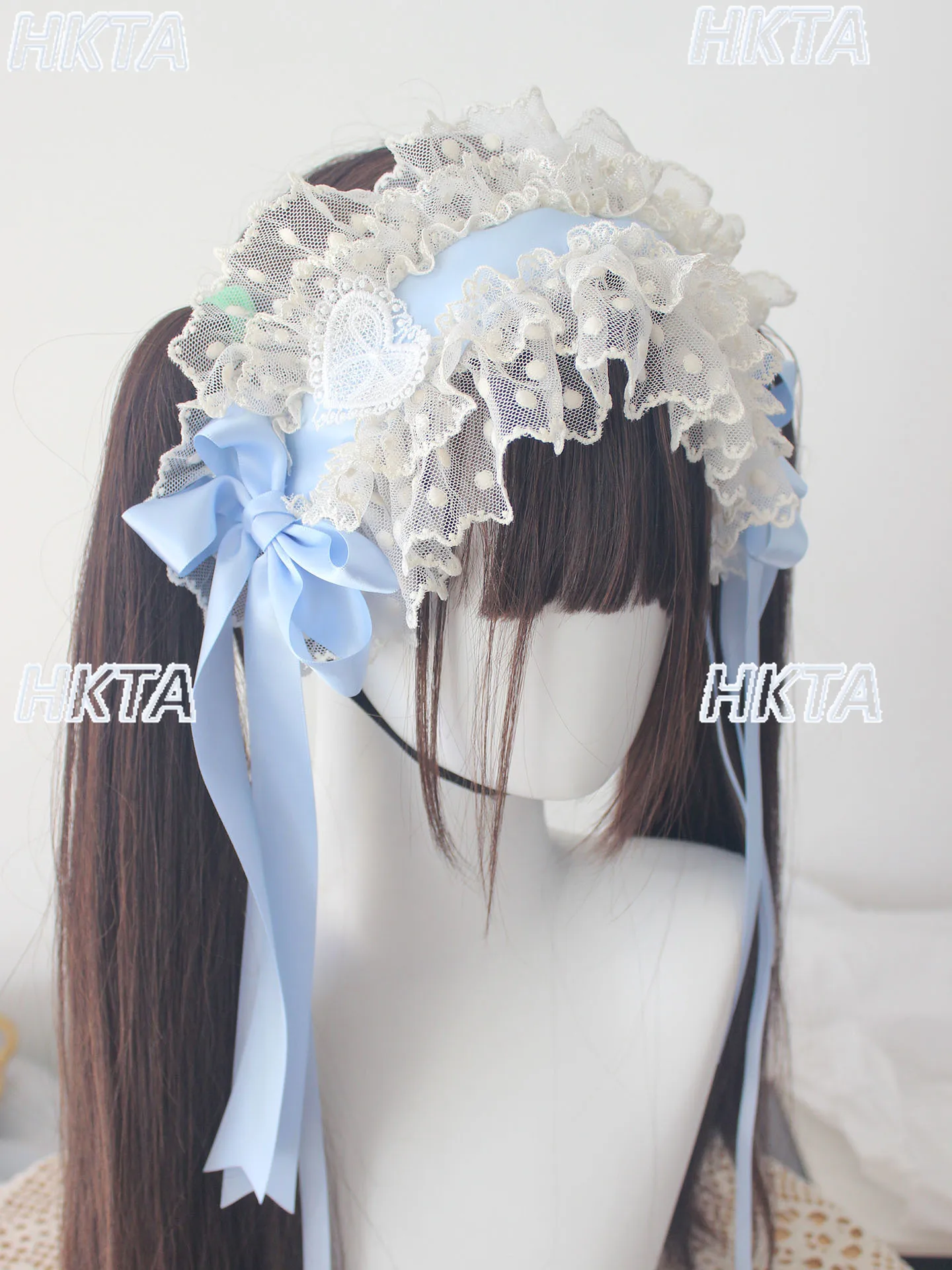 Original mignon esthétique Kawaii Lolita bandeau à pois dentelle soie Satin Ballet Lolita cheveux accessoires Cosplay bandeau filles