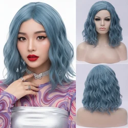 GAKA Woman Pink Wigs Short Curly Heat Resistant Synthetic Hair Green for Black White Women Cosplay Bob Style