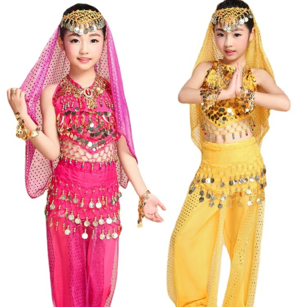 New Design Kids Indian Dance Costume Set - Bollywood Belly Dance Outfit for Children's Xinjiang & Tianzhu Performances