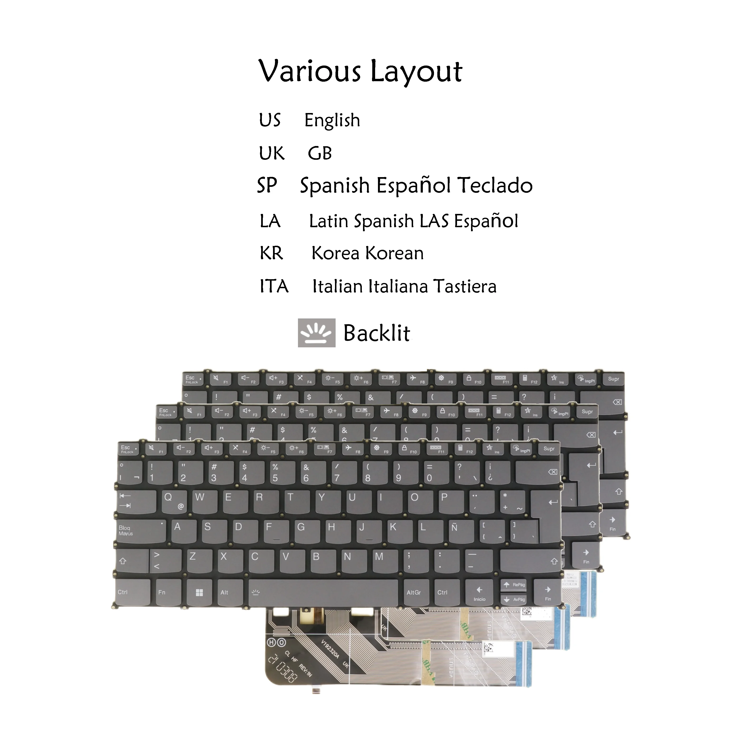 Backlit Laptop Keyboard For Lenovo Yoga Slim 7 Pro-14ARH5, 7 Pro-14ITL5, 7 14ARH7, 7 14IAP7 US English UK Spanish Korean Italian