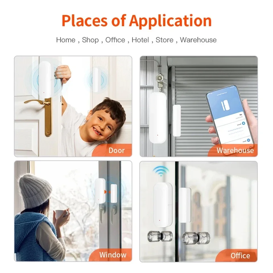 Smart Life App WiFi Door Sensor Window Sensor Open/Close Detector Security Protection Alarm Detector Work With Alexa