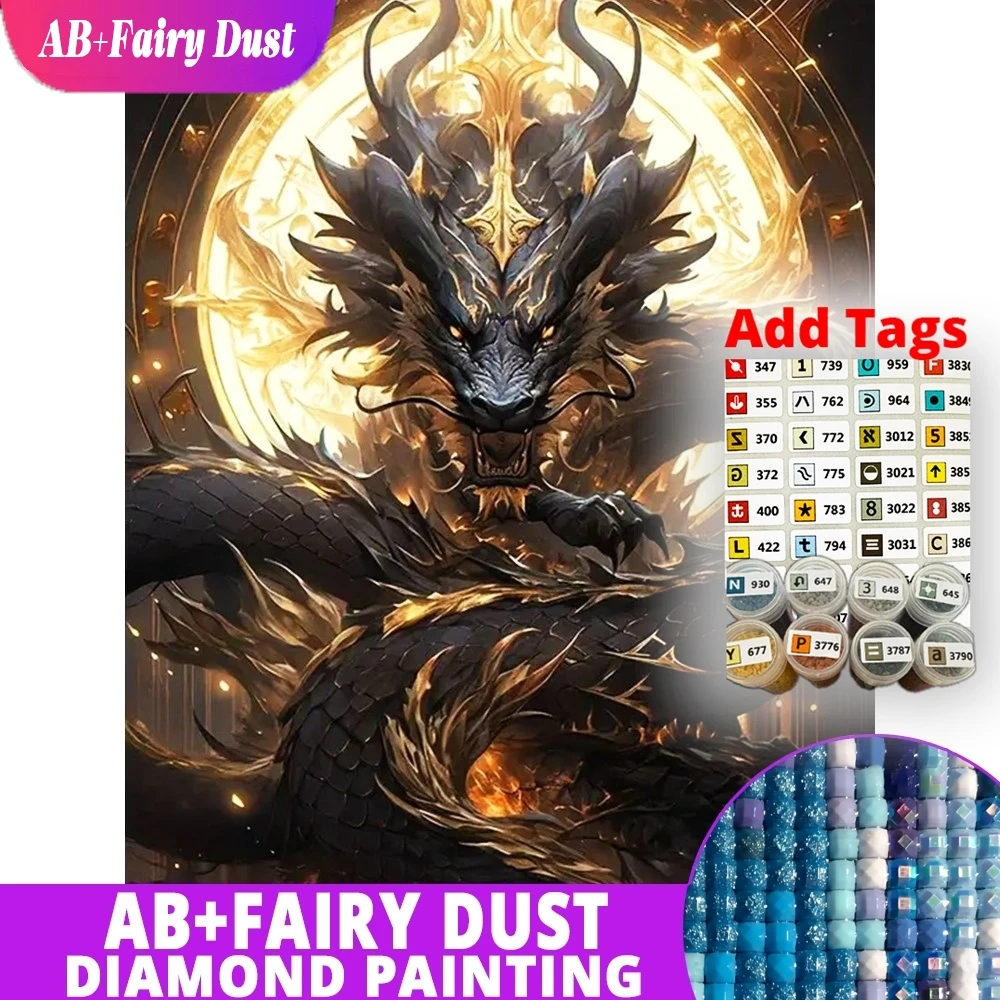 

Fairy Dust AB 5D DIY Diamond Mosaic Dragon Full Round Painting Animal Complete Kit Handicraft Bedroom Decoration