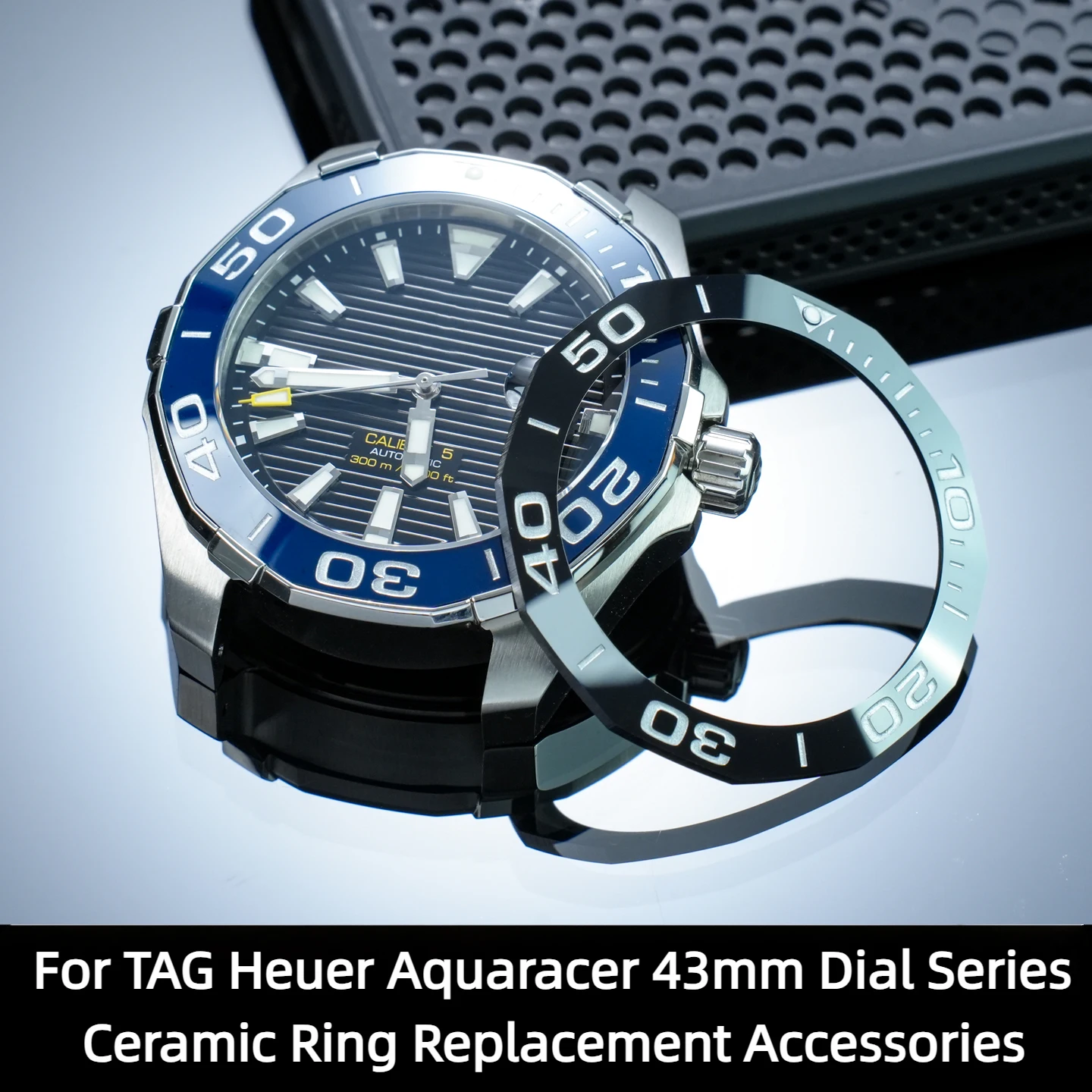 Ceramic Watch Bezel Insert For TAG Heuer Aquaracer 43mm WAY201 Series, Dive Watch Bezel Replacement Parts Accessories