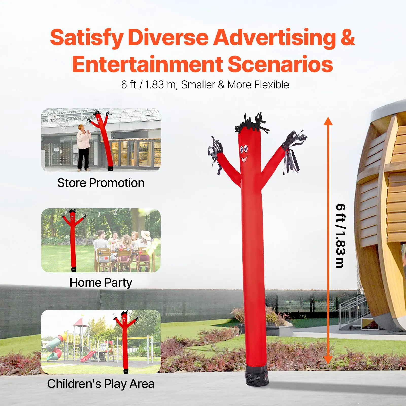 

6 Ft Air Dancers Wacky Waving Inflatable Tube Man With 1/15 HP Blower Fan