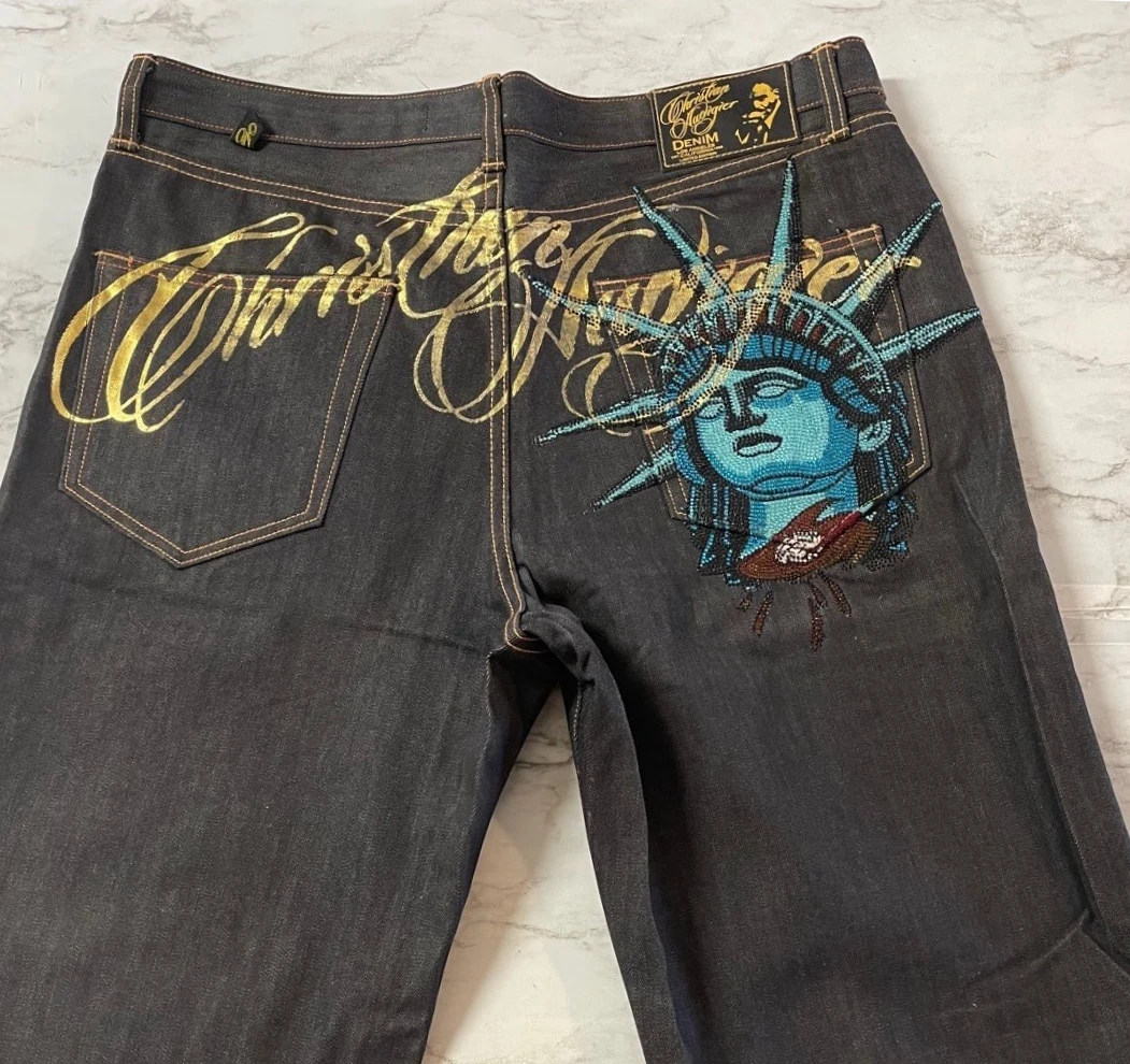 Y2k estátua da liberdade diamantes shorts femininos hip hop streetwear calças de brim curtas feminino solto vintage clássico casual denim shorts