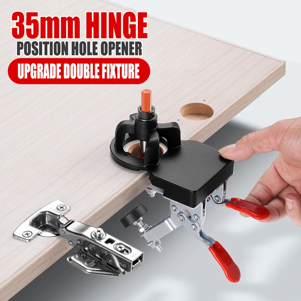 

Aluminum Alloy 35mm Hinge Position Hole Opener Upgrade Double Fixture Drilling Jig Guide Cabinet Door Locator Woodworking Tool
