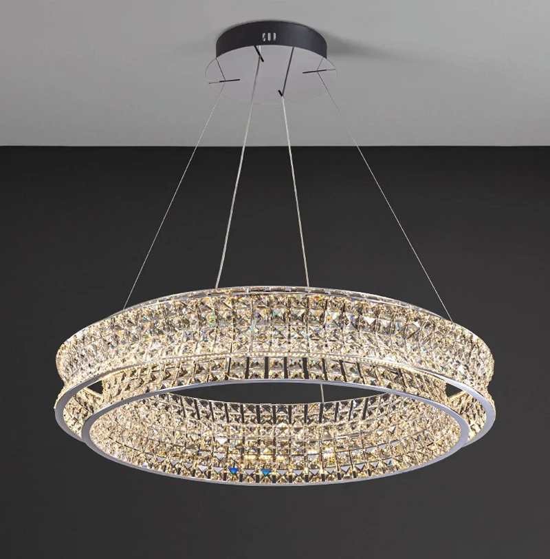 

Advanced LED crystal pendant light, round gold sparkling pendant light, chrome plated creative bedroom, hotel, villa lighting