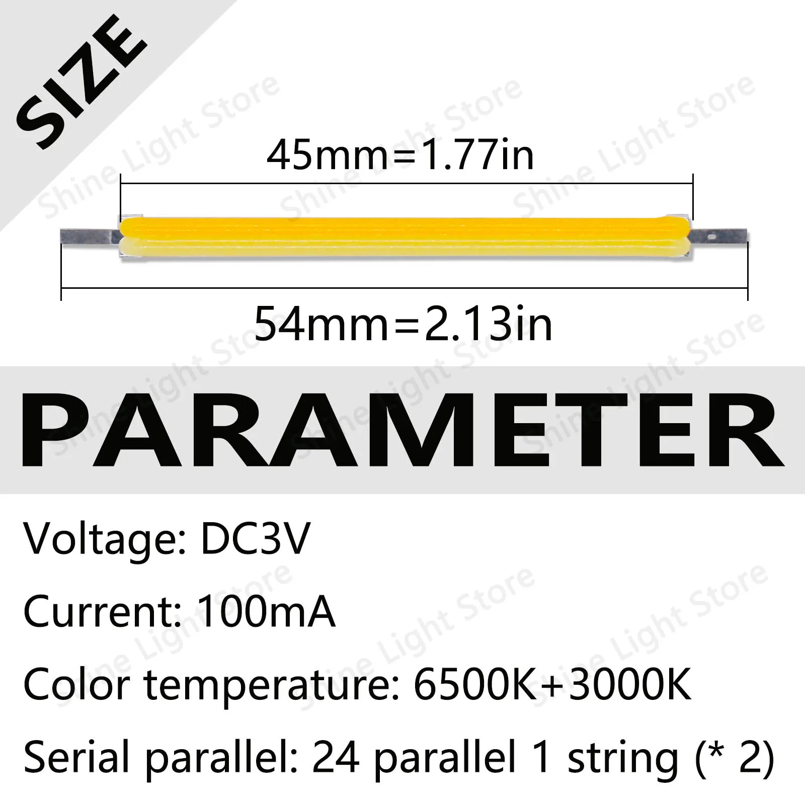 LED Dual Color Infinite Hard Filament 54mm DC3V 100mA LED Edison Bulb Restaurant Wall Light Decoration 6500K 3000K