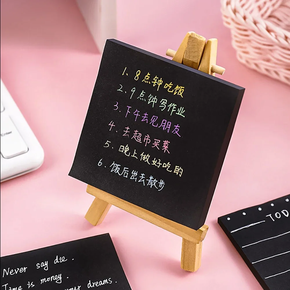 50Sheets of 76*76cm Black Note Paper Self-adhesive Memo Calendar Planner Gift Card Creative Stationery School Supplies