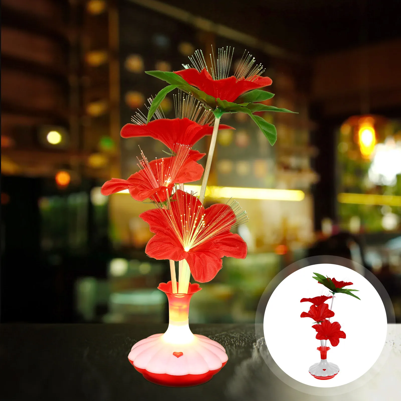 

4Pcs LED Artificial Flower Vase Light Warm White Ambient Decorative Tabletop Lamp for Bedroom Home Hotel Bar Party Decoration