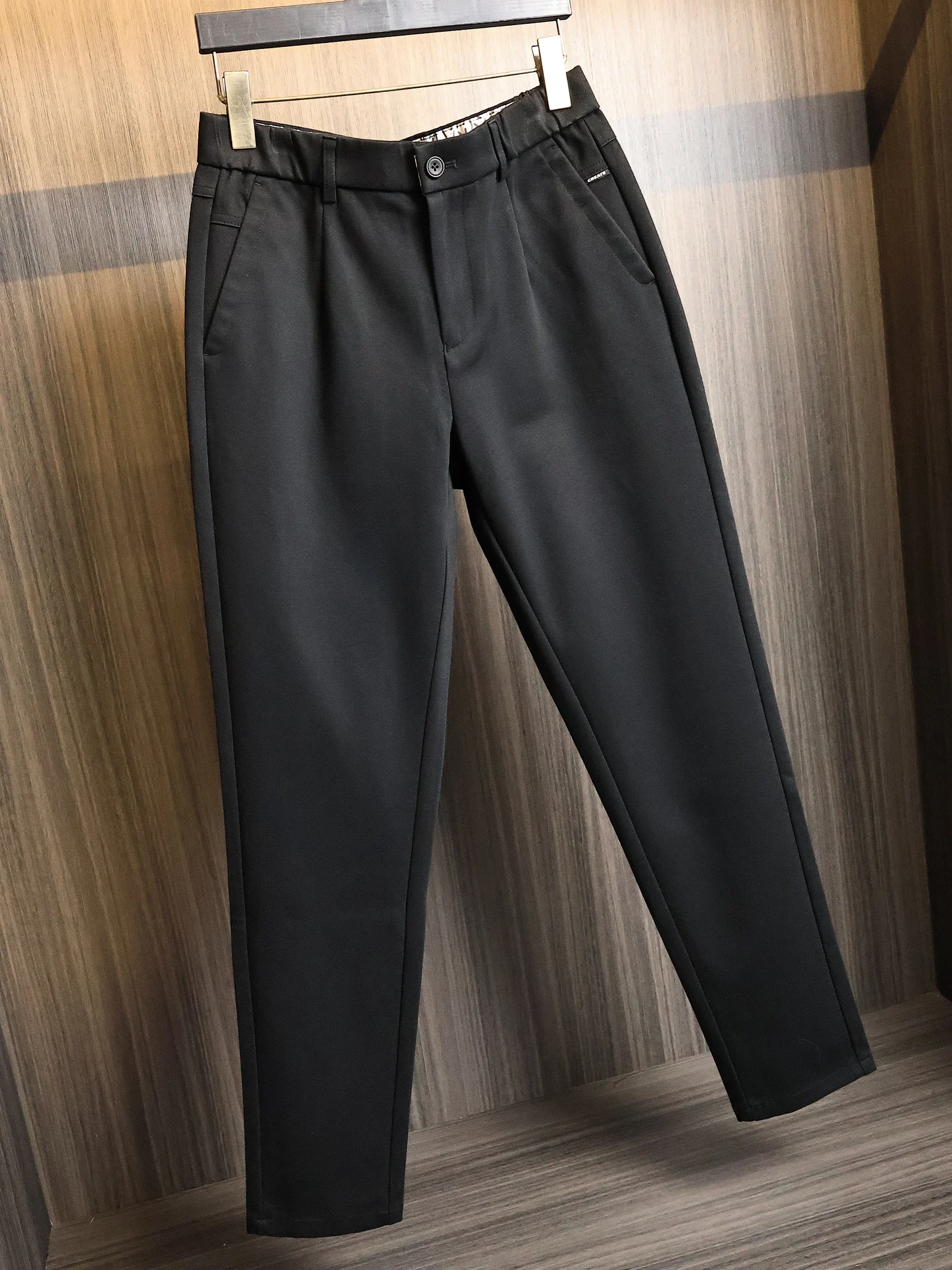 Thick Warm Business Casual Pants for Men Commuter Straight Leg Trendy Checkered Pattern Fashionable Urban Style Winter Trousers