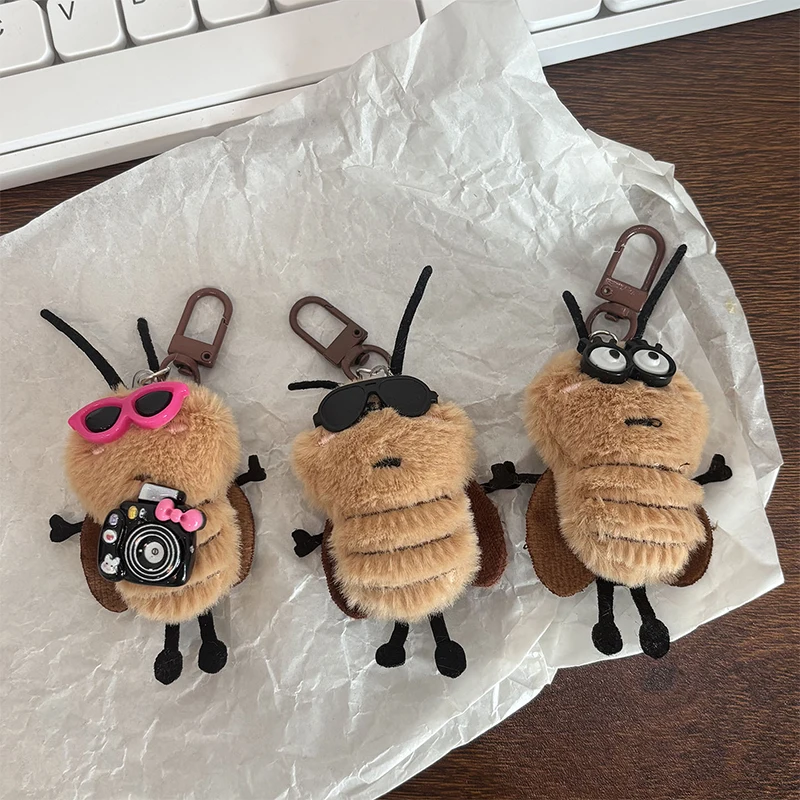 Porte-clés en peluche cafard, mignon, 1/3 paquets, créatif, insectes en peluche, sac d'école, décoration suspendue, cadeau attachant