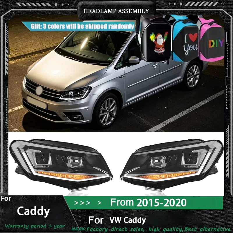 For VW Caddy 2015-2020 Modified LED Projector Headlight Assembly With Sequential Turn Signals Daytime Running Lights Accessories