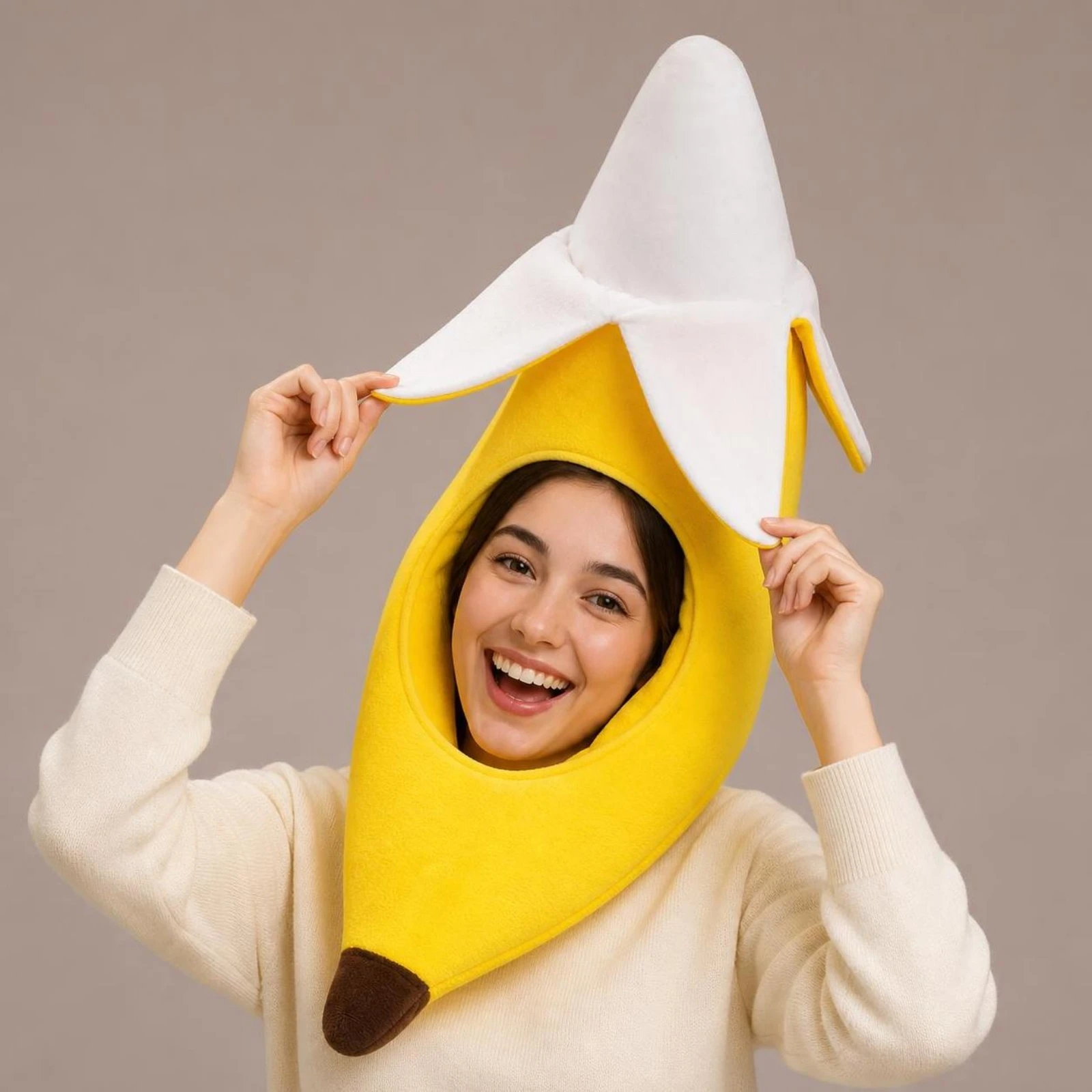 Banana Hat Peeled Banana Headwear Novelty Headwear Yellow Headpiece Cartoon for Photo Shoots, School Events