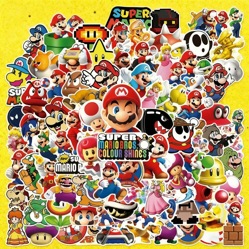 Mario Gioco Cartoon Decal Stickers Set Impermeabile per Laptop Notebook Skateboard Frigo Telefono 10/30/50/100 Cartoon Decal Sticker