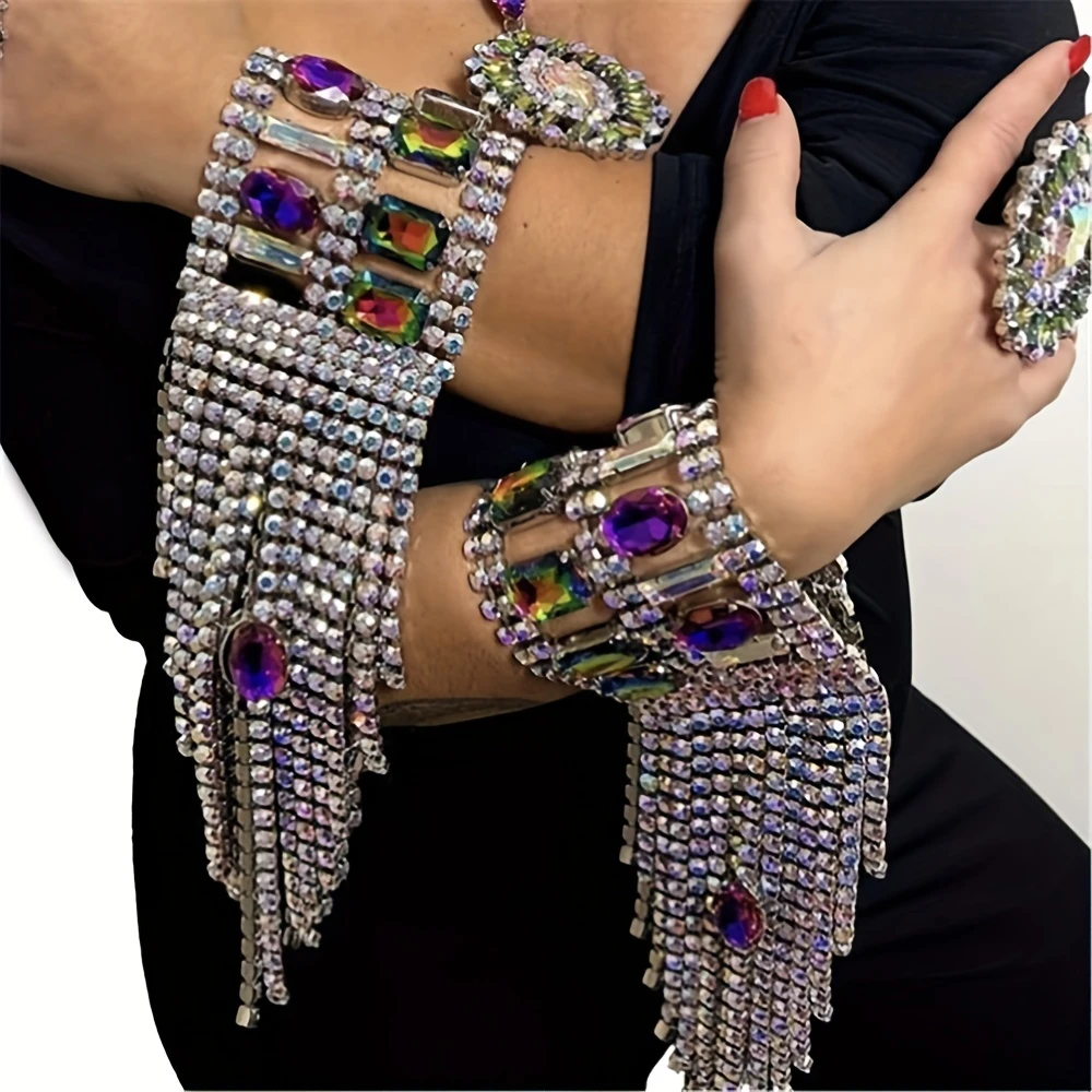 Exquisite Shiny AB Rhinestone Bracelet Jewelry Fashion Luxury Banquet Party Crystal Bracelet Body Jewelry Wearing Accessories