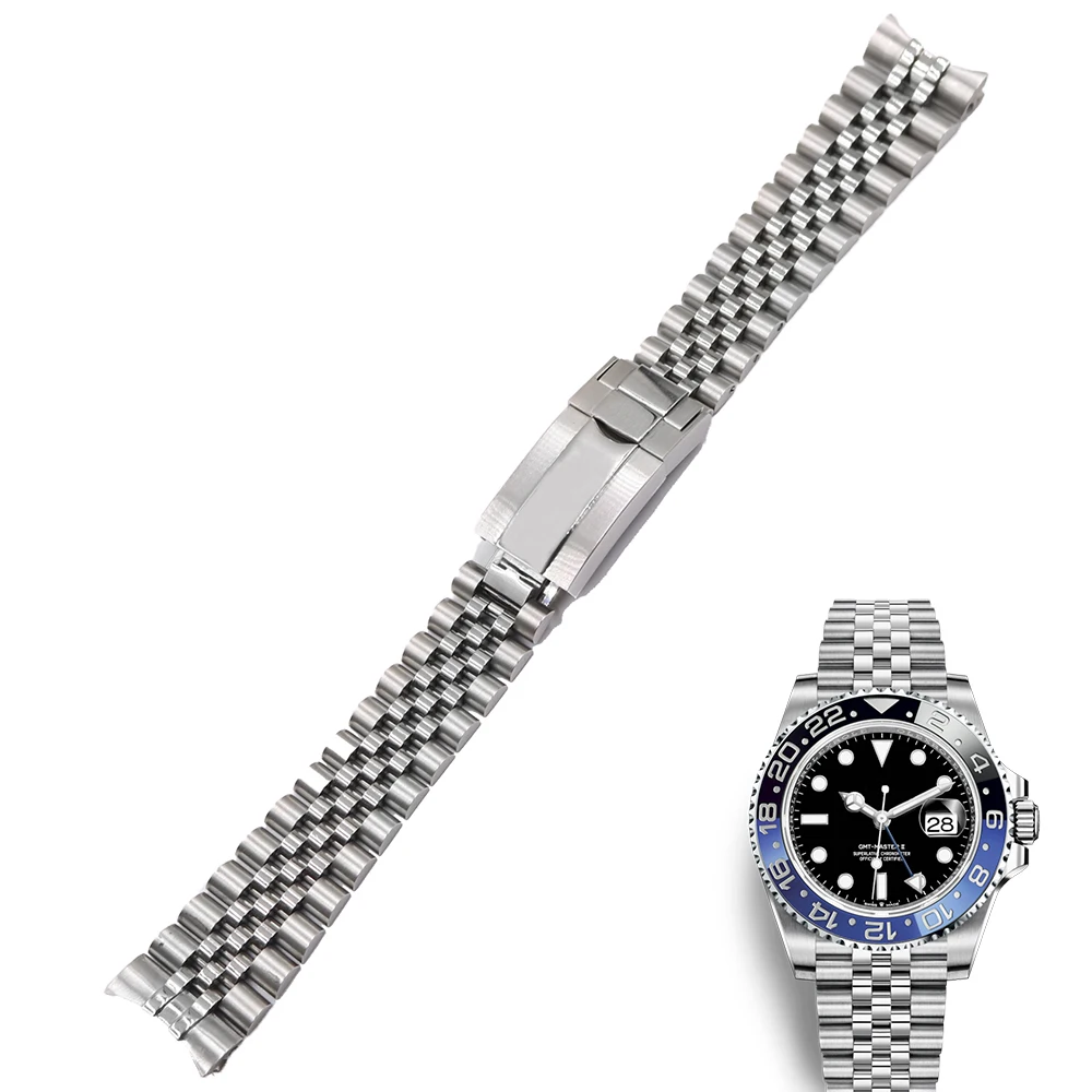 Watch Band  For Rolex GMT Master II CARLYWET 20mm Silver 316 Stainless Steel Replacement Jubilee Strap Bracelet Oyster Clasp Men