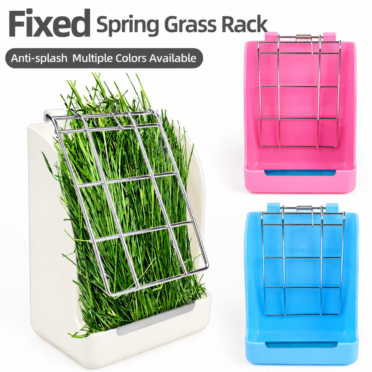 Spring Hay Feeder Hanging Cage Fixed Food Basket For Rabbit Guinea Pig Chinchilla