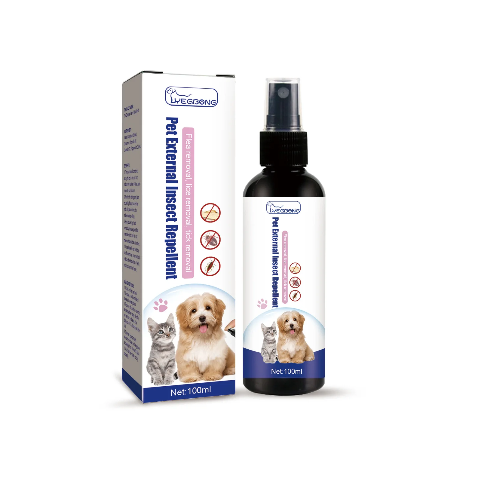 100 ml Pet Flea Drops Anti-Flea Lice Tick Prevention for Dogs Cats Home Use Safe Insecticide Dropper Bottle
