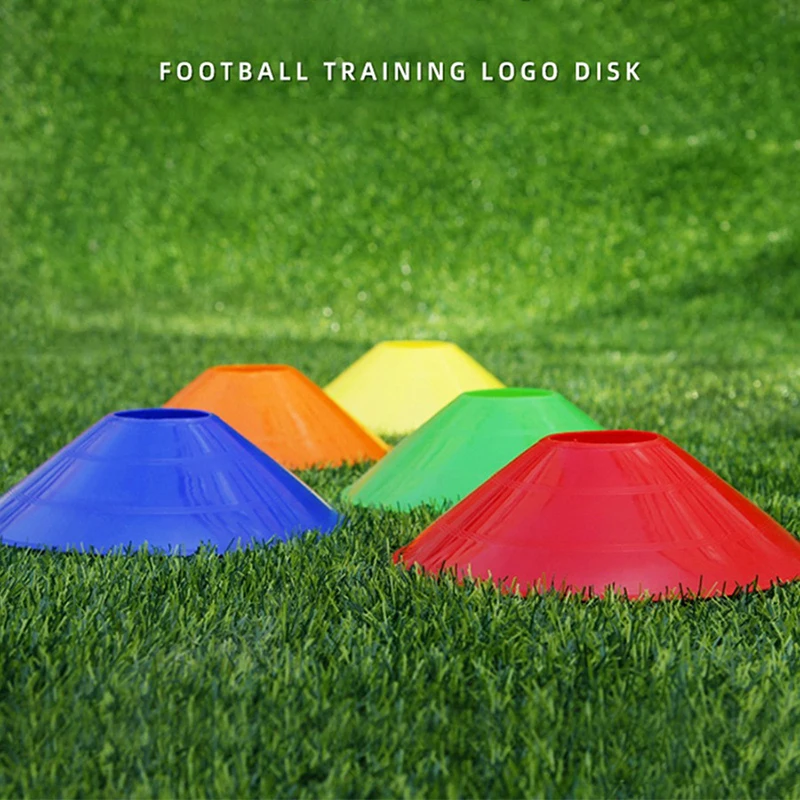 Set di coni da 10 pezzi Piccolo logo rotondo targa segnaletica per ostacoli per allenamento di calcio per gli ostacoli dei bambini che impedisce gli accessori per l'allenamento sportivo