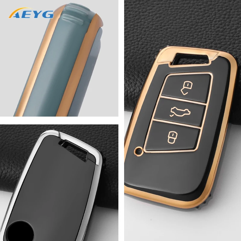 AYEG TPU Car Key Case Cover Shell For VW Volkswagen Golf 7 MK7 Tiguan MK2 Seat Ateca Leon FR Ibiza Skoda Octavia Kodiaq