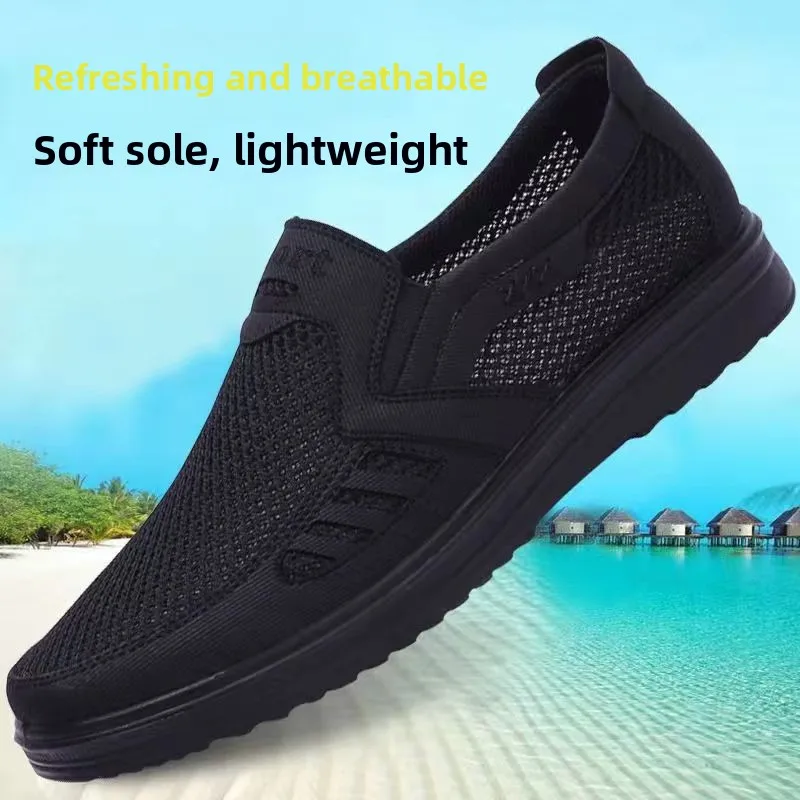 

Beijing Men's Cloth Shoes Summer Mesh Breathable Anti-Odor Lightweight Soft Bottom Anti-Slip Casual Shoes Comfortable Slip-On